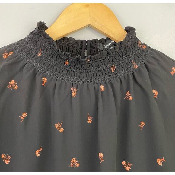 Madewell Georgette Smocked Mock Neck Blouse - Picture 9 of 10